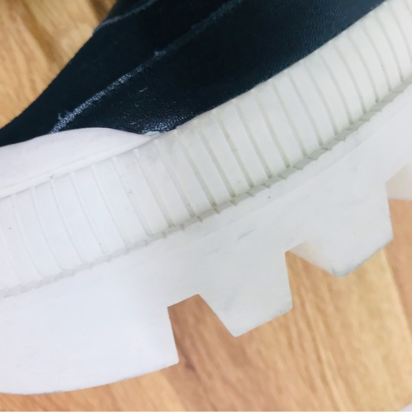 GIANNI BINI Black Leather Platform Ankle Boot Bootie Lug Sole Sneaker Size 7 New - Picture 12 of 15